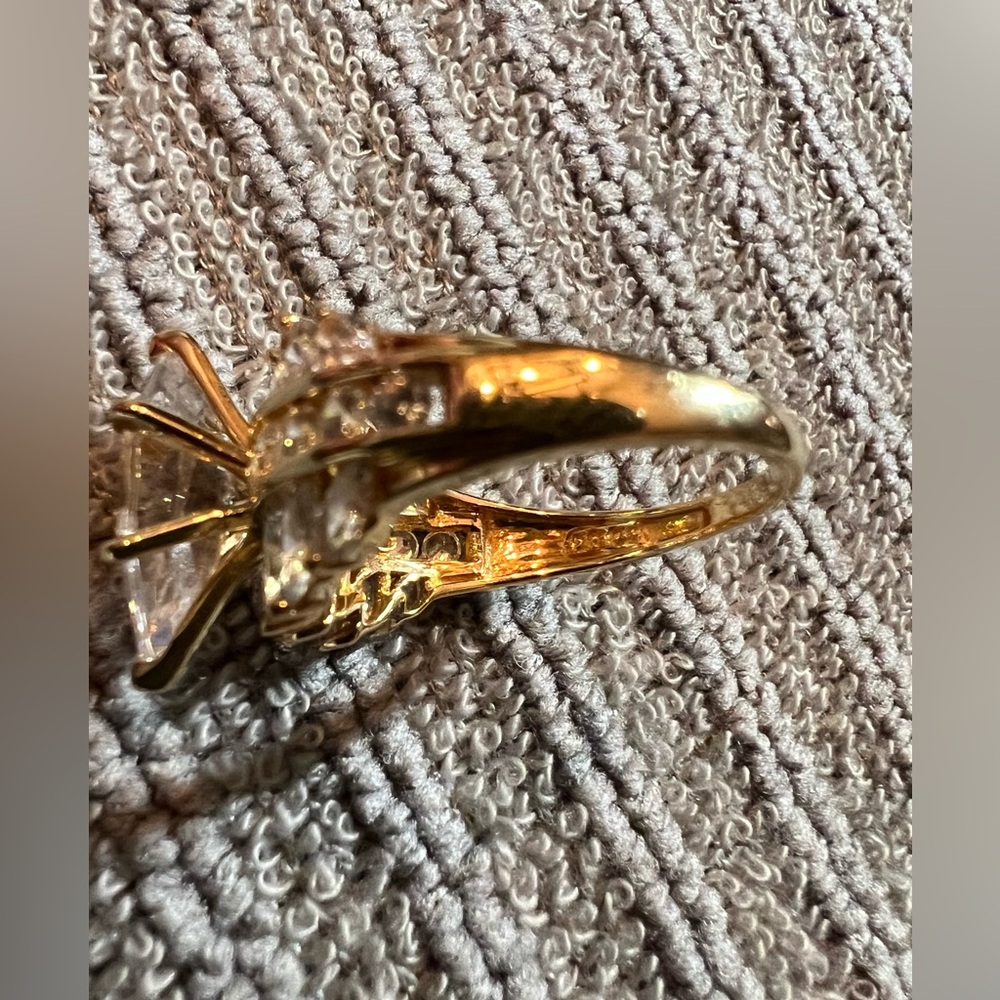 Diamonique Gold Marquise Cut Ring with Art Deco Elegance - Picture 5 of 15
